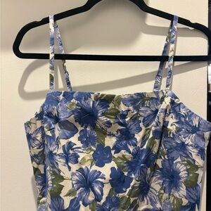 Abercrombie & Fitch Blue and Green Floral Tank Top